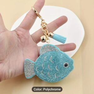 NWT Blue & White Rhinestone Fish keychain/bag charm.